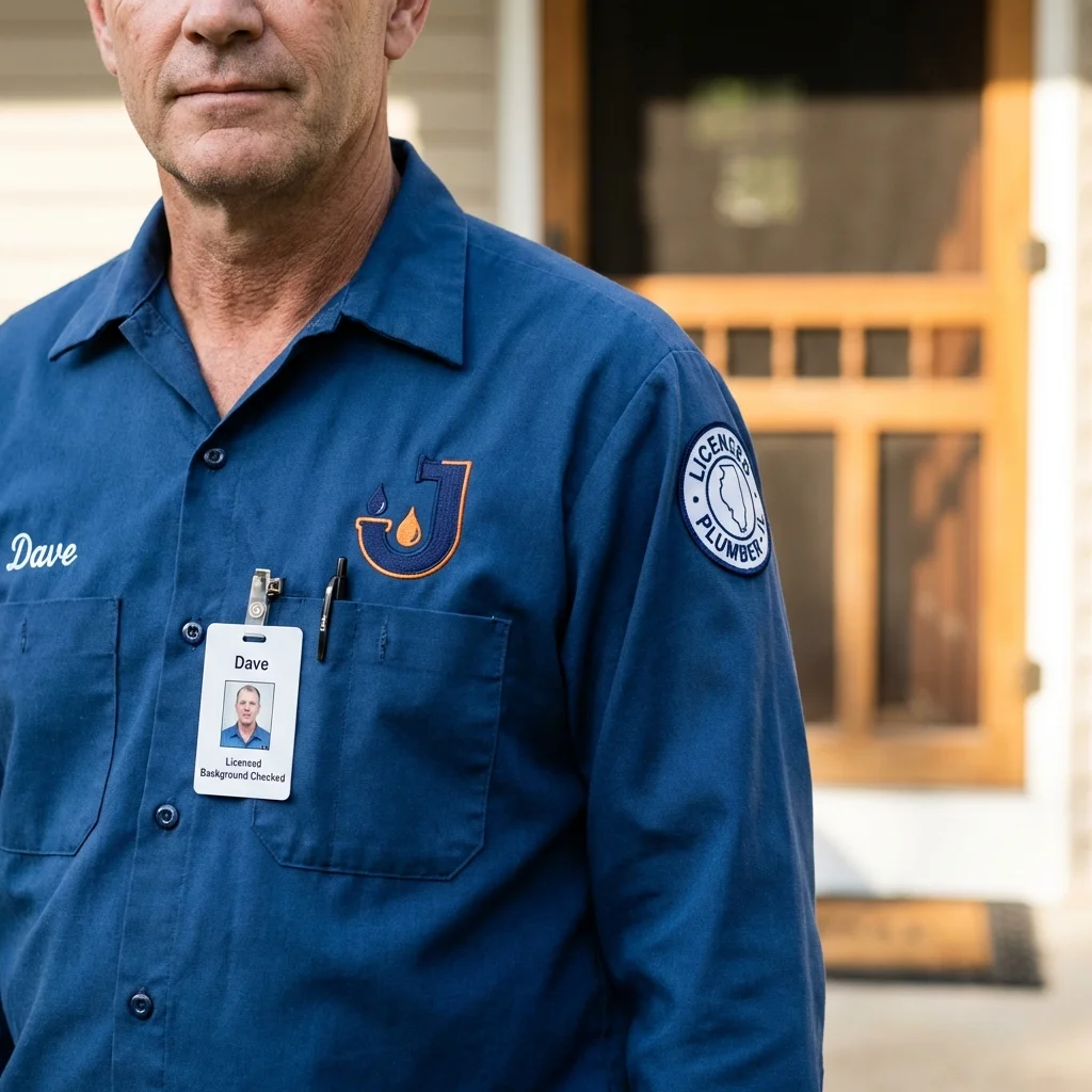 Licensed plumber showing ID badge in Fountain Inn, SC