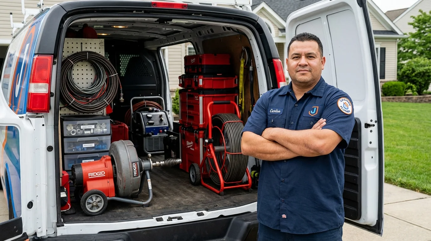 Professional drain cleaning equipment and Johns Plumbing LLC plumber in Fountain Inn