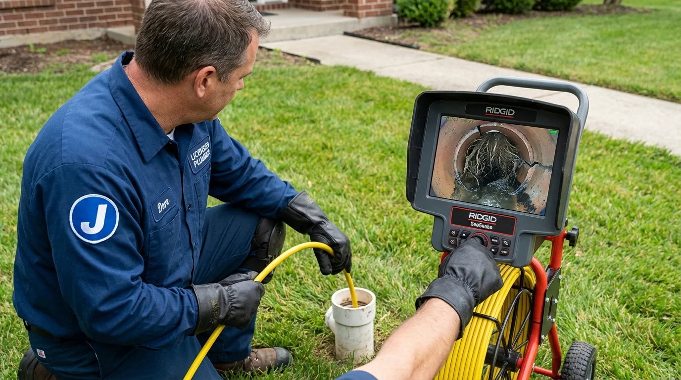 Sewer camera inspection being performed by Johns Plumbing LLC in Fountain Inn